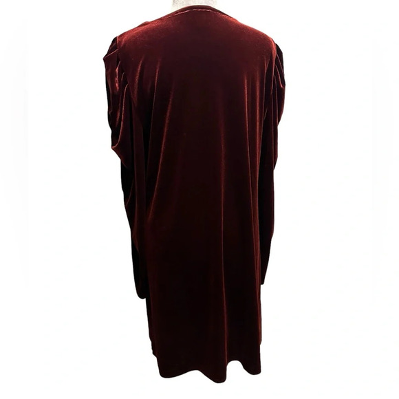 CeCe Deep Claret Velvet Petals Dress - Size Womens XL - Picture 4 of 9